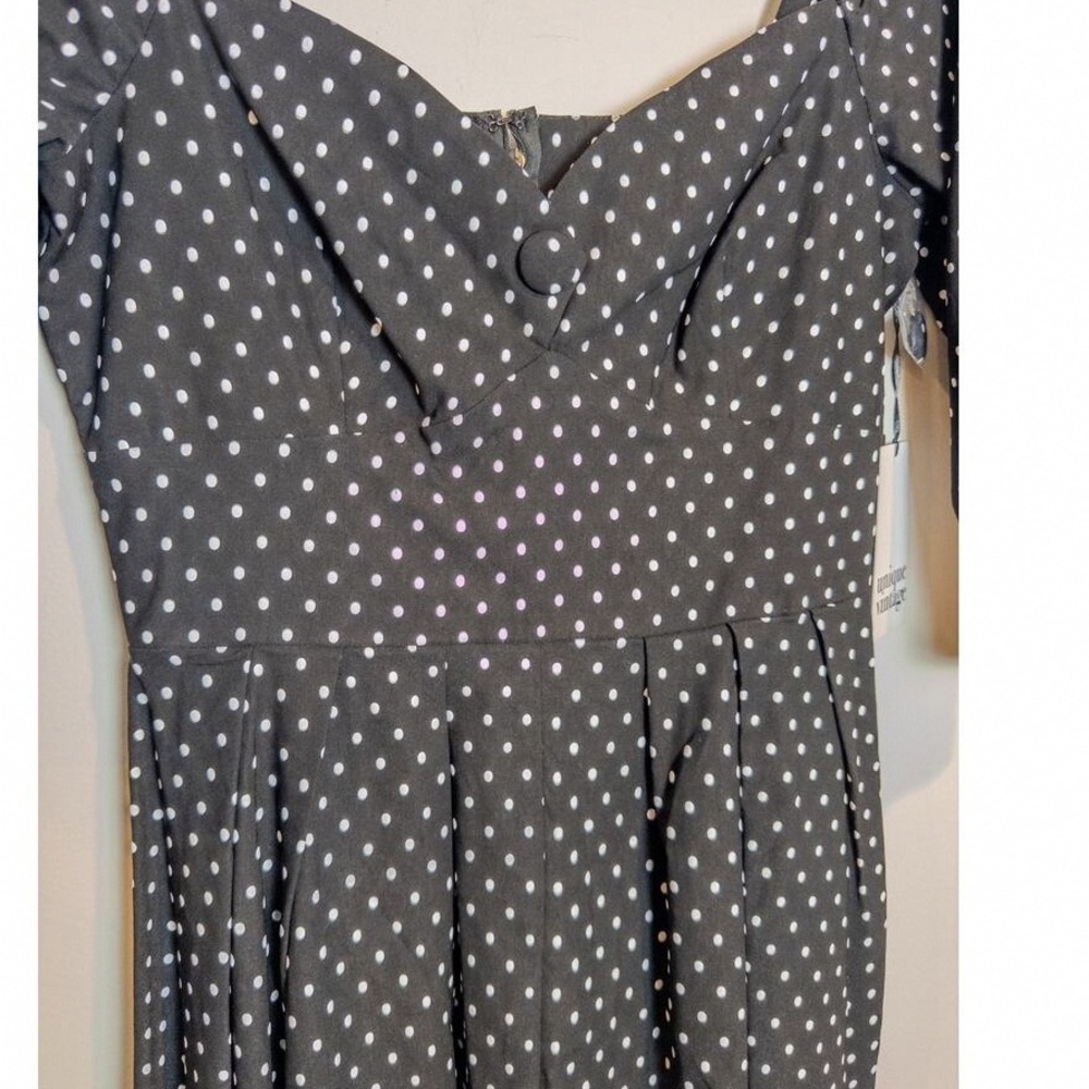Polka Dot Midi Dress - Black and White